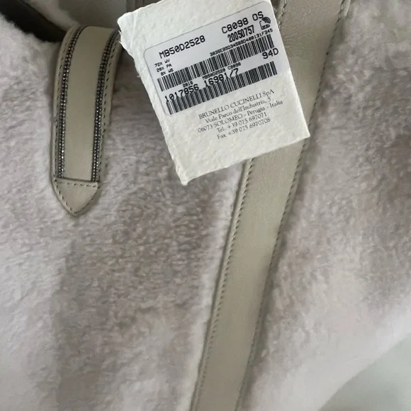 NWT 2PC Set Shopper Bad Monili Italy Wool Cashmere Fleecy Fur effect beige - Picture 4 of 12